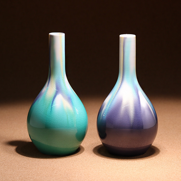 日本德田八十吉人人间国宝宝花九谷烧泰斗真品花瓶