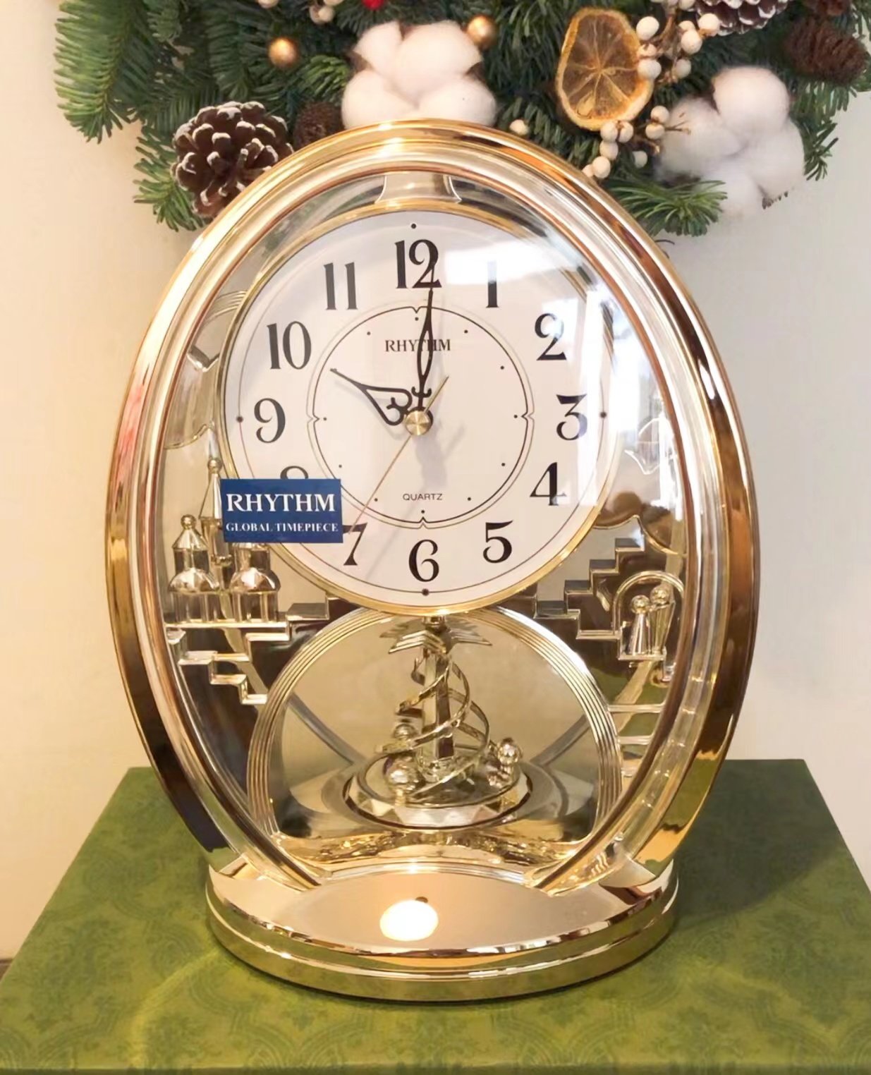 正品日本丽声座钟欧式田园客厅办公室卧室旋转台钟