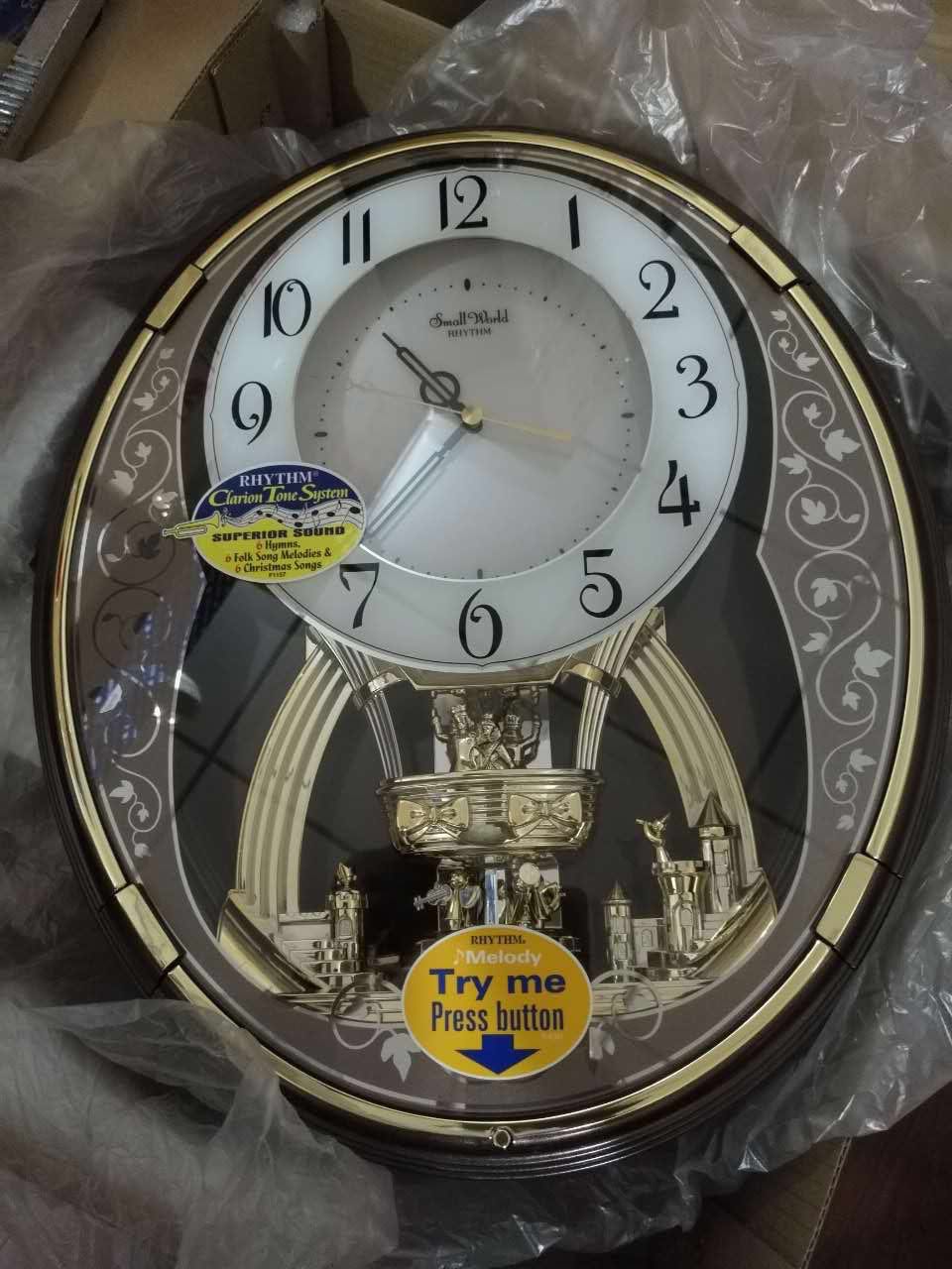 正品日本rhythm丽声挂钟客厅欧式转摆报时4mh736台钟