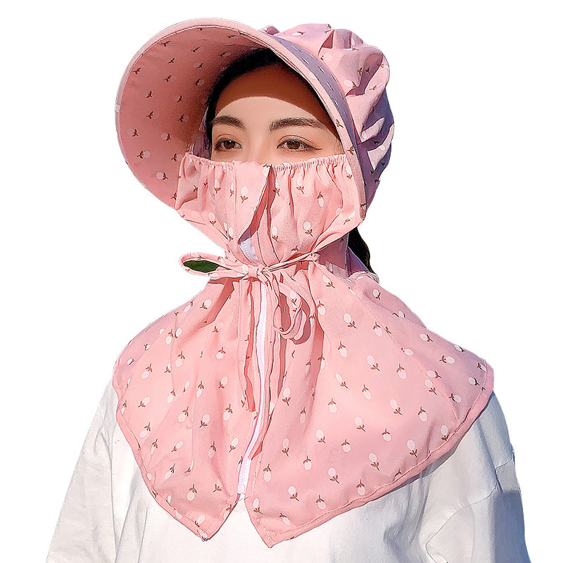 遮阳帽防晒紫外线遮脸包头脖子户外骑车可折叠夏天帽子