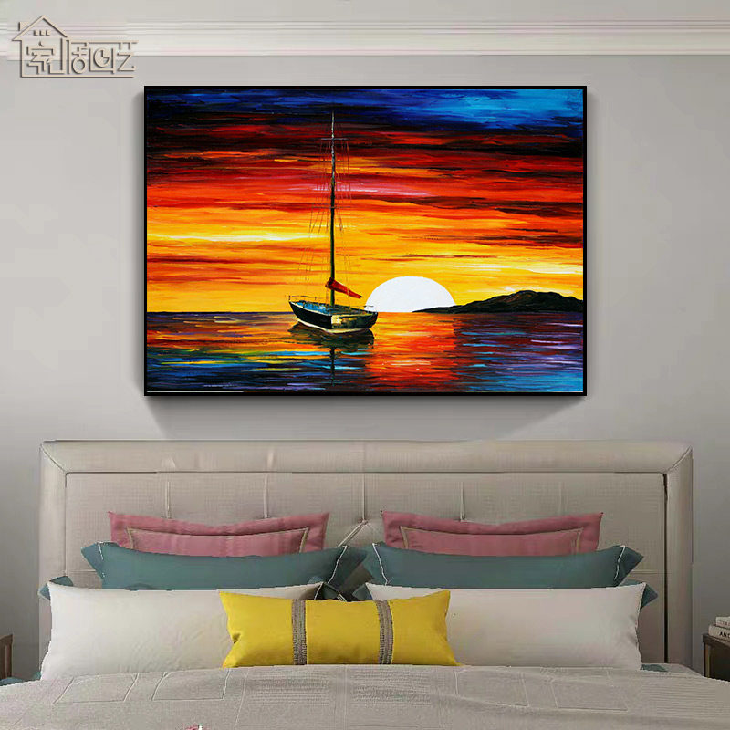 主卧创意个性油画卧室房间床头装饰画挂画过道风景现代装饰画