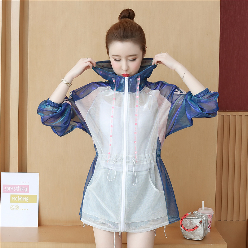 防晒衣女2021新款夏季防紫外线透气中长款外套薄款冰丝长袖防晒衫