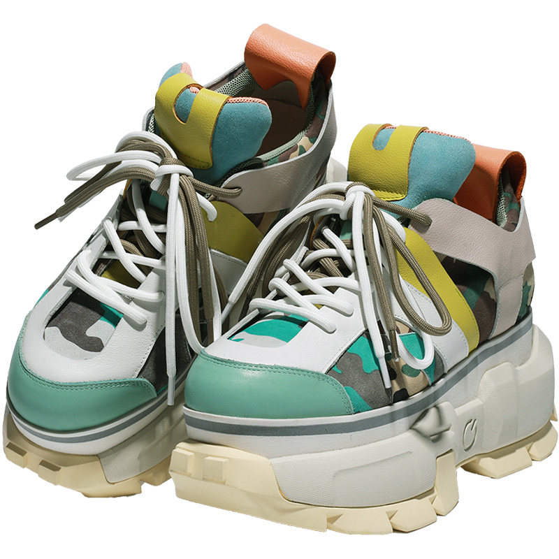 foxychic炸街厚底老爹鞋增高时尚松糕鞋真皮女鞋欧洲站网红超火