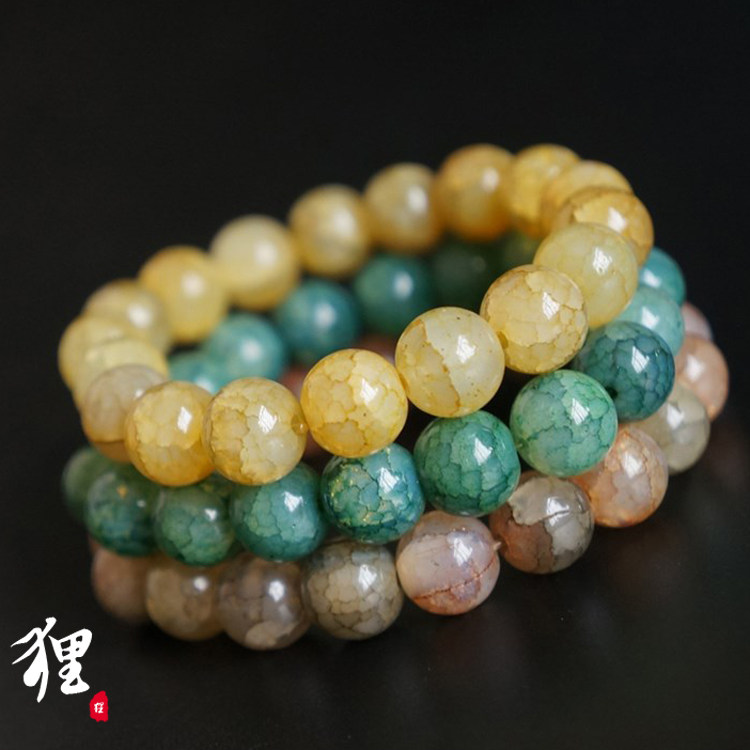 app                          狸家 复古石头裂纹手串手链彩珠串手链