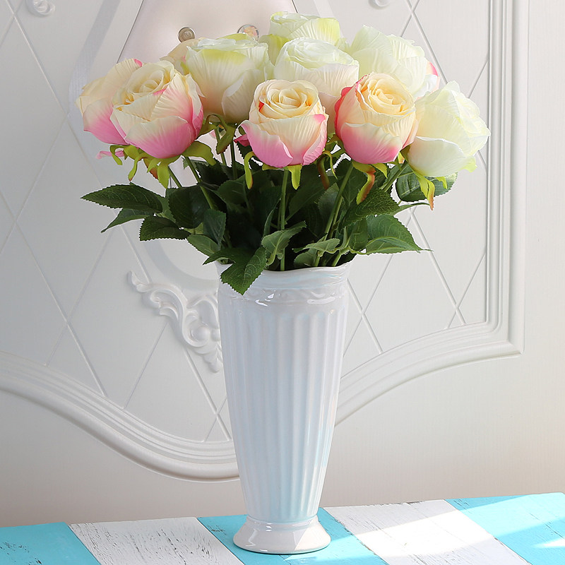 花瓶欧式摆件客厅插花陶瓷小清新干花家居装饰玫瑰花瓶