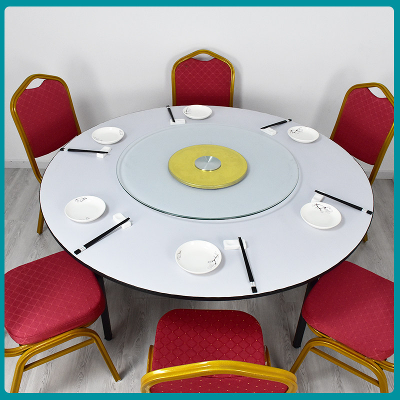 酒店折叠大圆圆桌包间宴会家用餐台pvc餐桌酒店桌椅