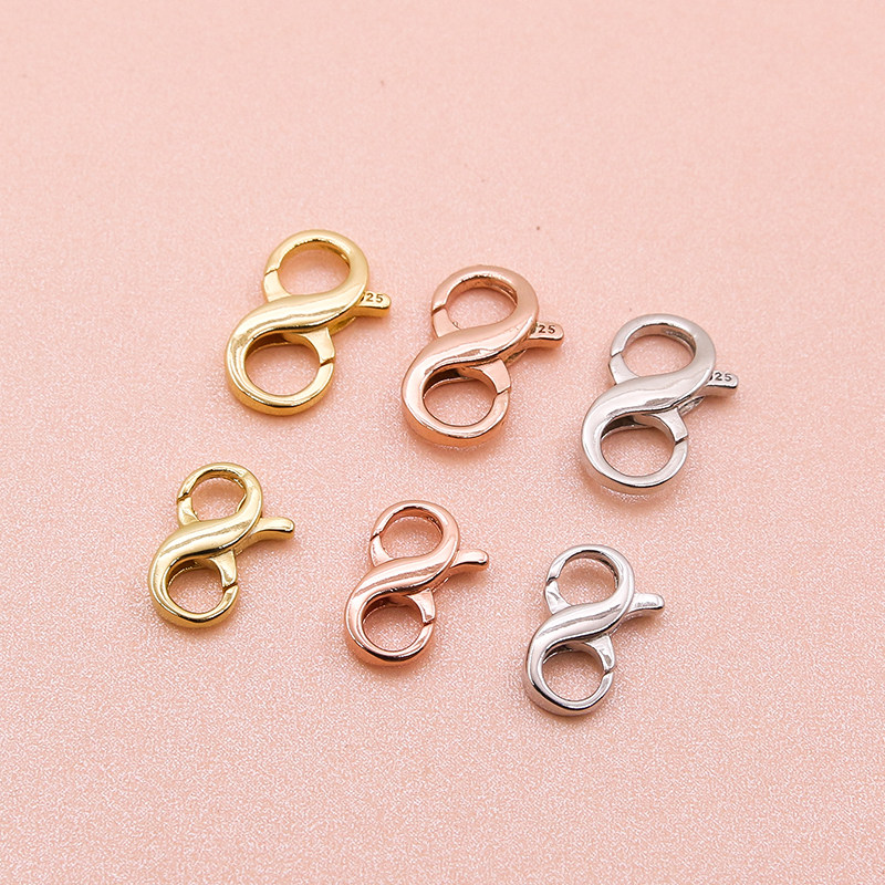 s925纯银开口弹簧便捷银扣diy饰品配件8字扣