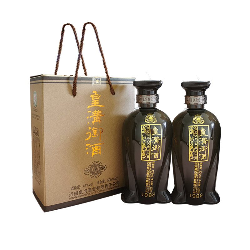 1988纯粮浓香型送礼白酒500毫升2瓶厂家直营42度皇沟简装
