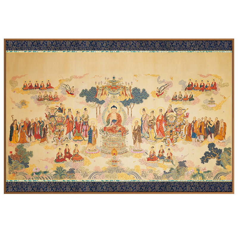 法界源流千佛藏传佛教画像佛祖释迦摩尼说法客厅现代装饰画
