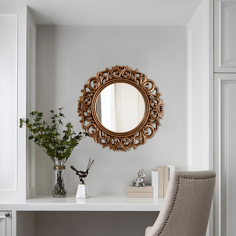 镜子圆形雕花花镜太阳镜壁炉客厅挂镜装饰背景墙其他