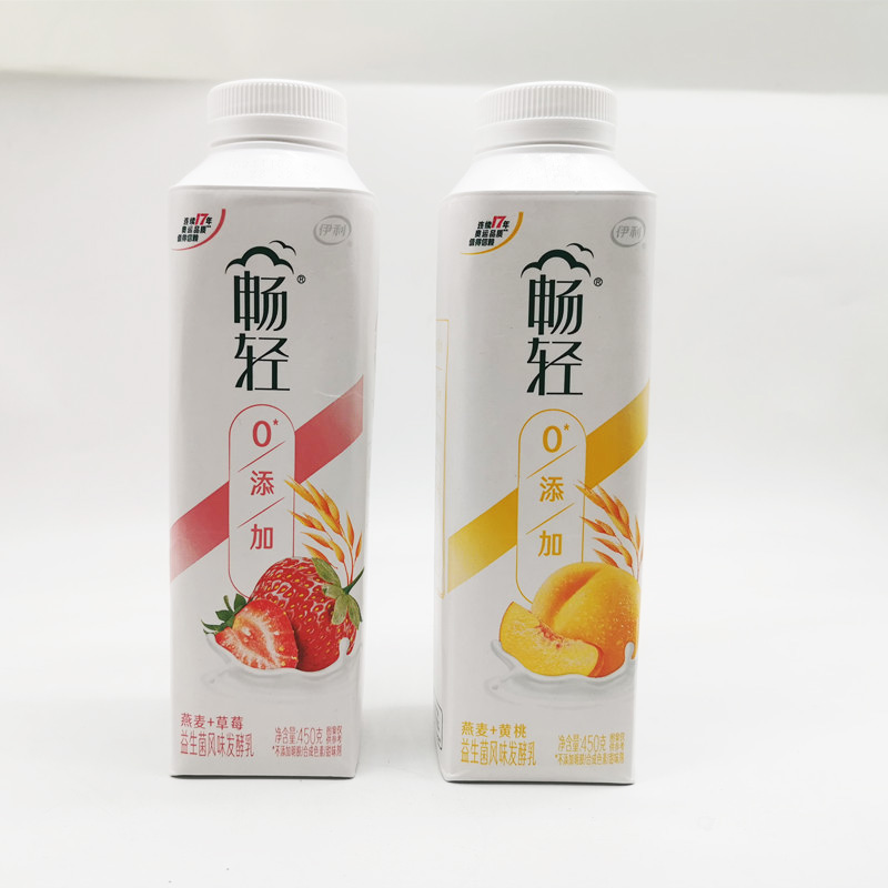 酸奶伊利黄桃早餐凤梨草莓燕麦畅轻450g2瓶酸奶