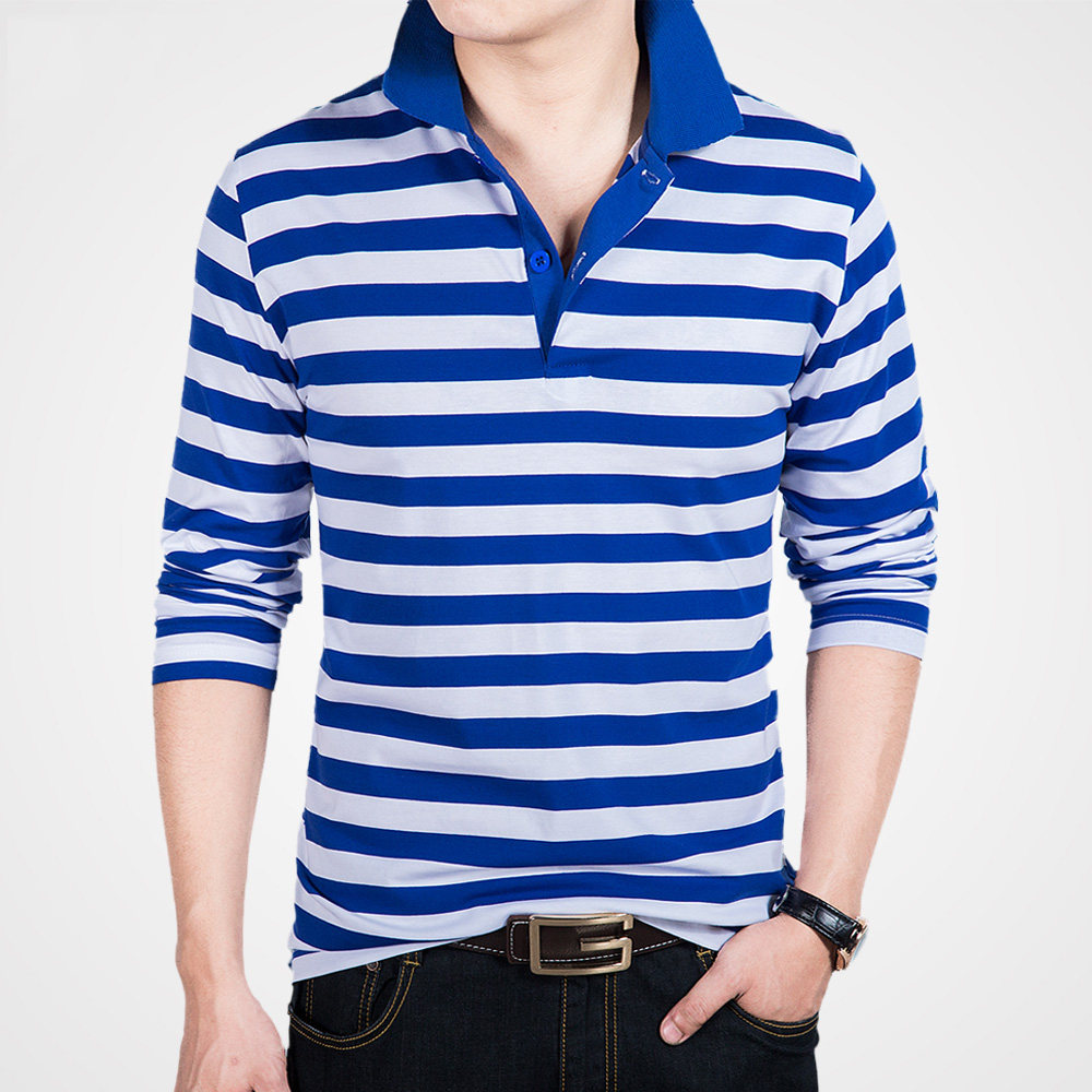 条纹海军polo衫男士半截袖翻领丅海魂衫长袖纯棉短袖t恤定制logo