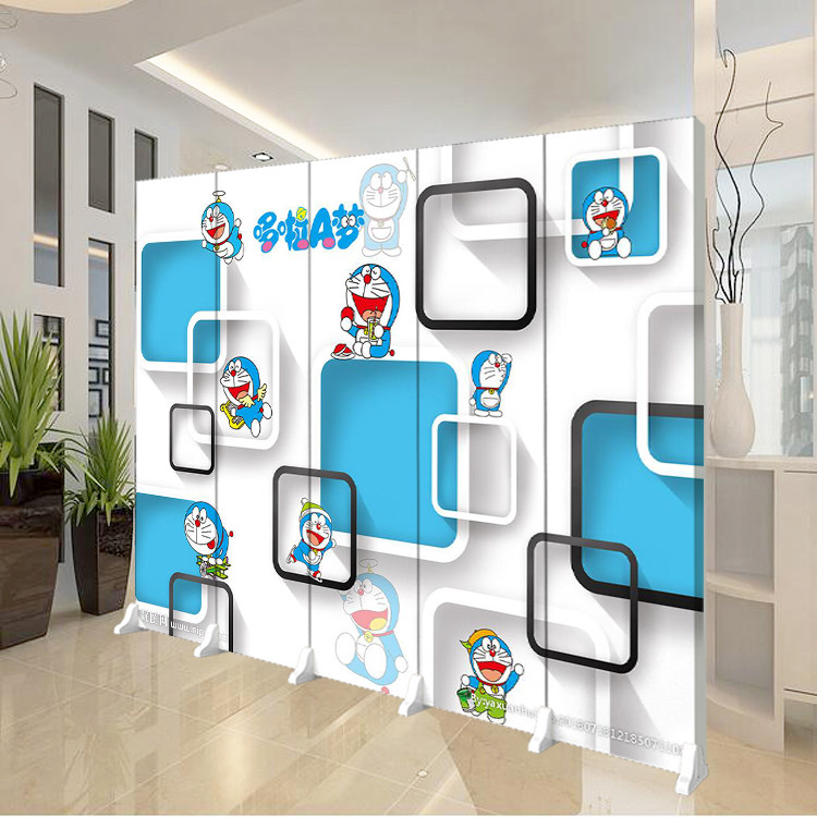卧室学校幼儿园简易屏风隔断儿童卡通简约布艺折屏