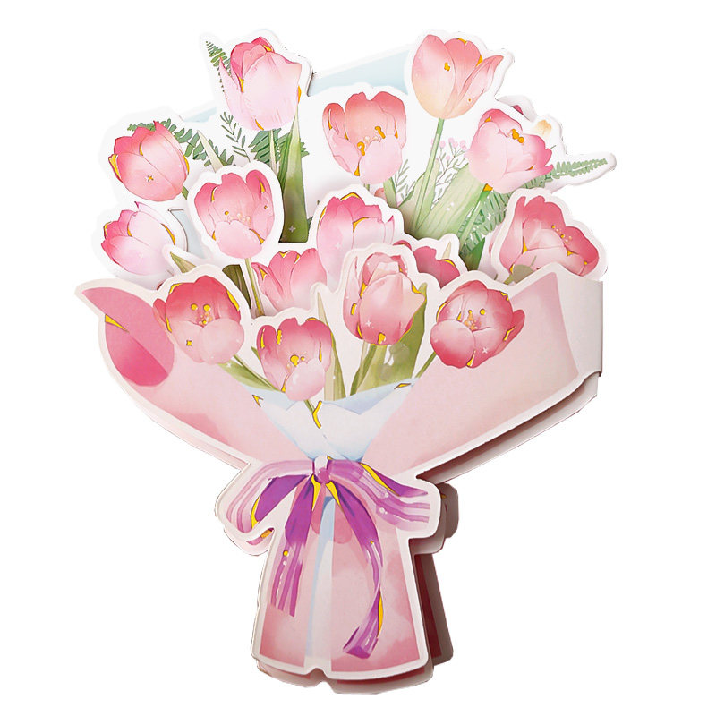 折叠花卉花束生日贺卡母亲节教师节老师祝福高级ins贺卡