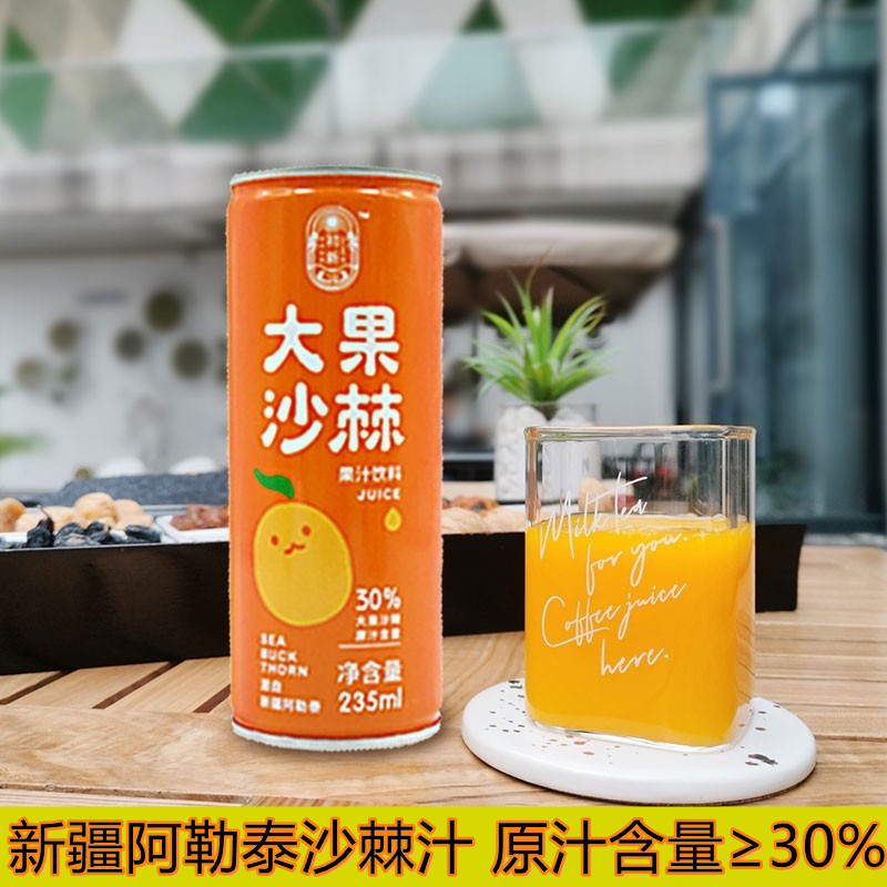 新疆沙棘果汁饮料阿勒泰特产康元棘野生300ml木糖醇无果味