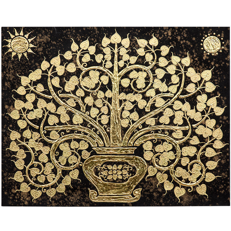 墙面异丽东南亚菩提树植物装饰画沙发电视背景背景墙现代装饰画