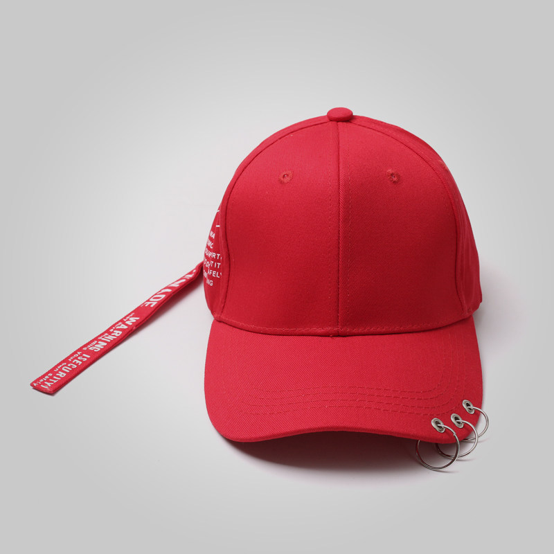 红色帽子男韩版鸭舌帽个性潮流街头嘻哈棒球帽长带帽子