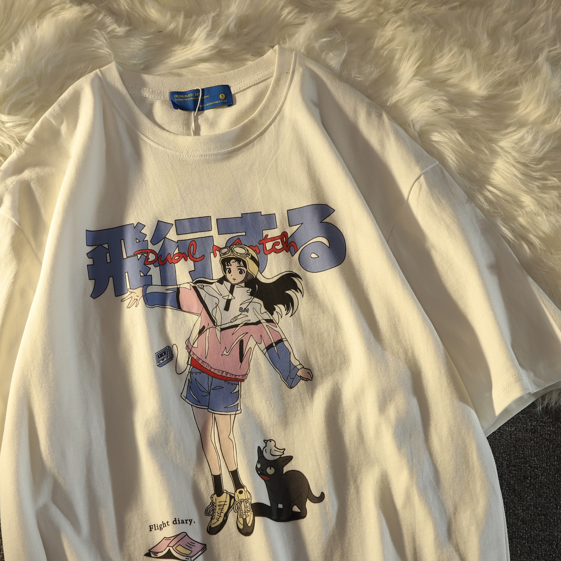 AMUP Vintage 阿美咔叽美式复古渴望飞行电竞少女纯棉短袖卡通t恤