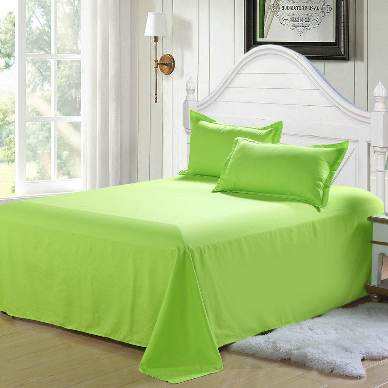 嫩绿绿色四件件套浅绿色床单被套七维单色苹果床品套件