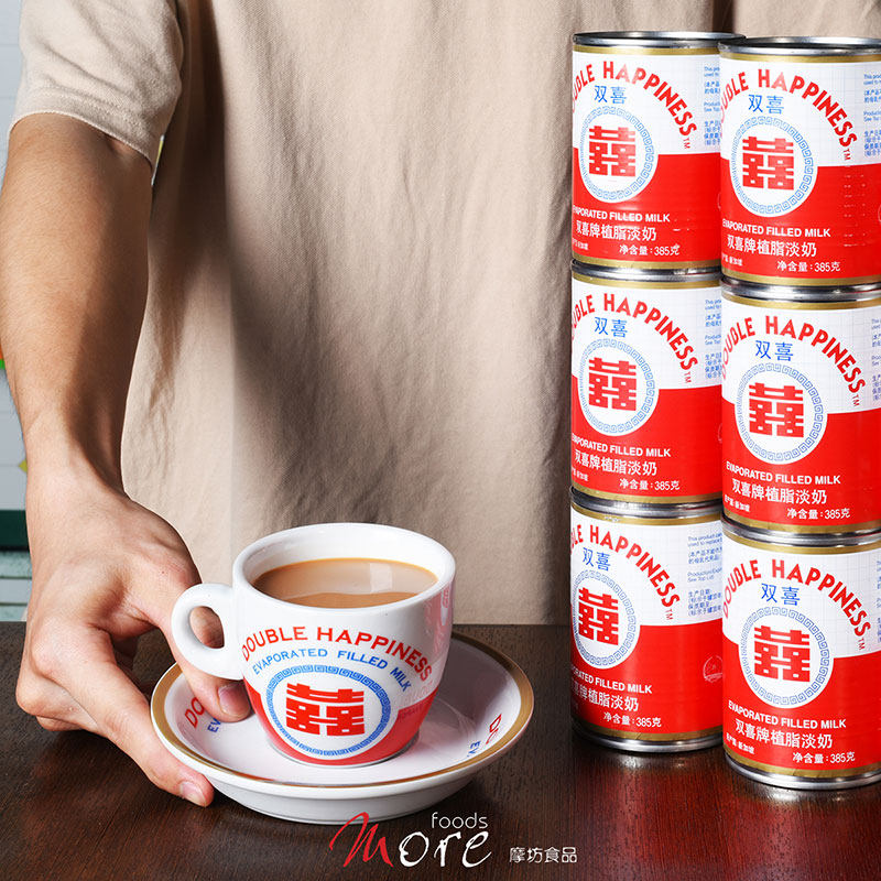 奶茶进口双喜牌植脂淡奶385g6黑白丝袜港式原料奶精炼乳