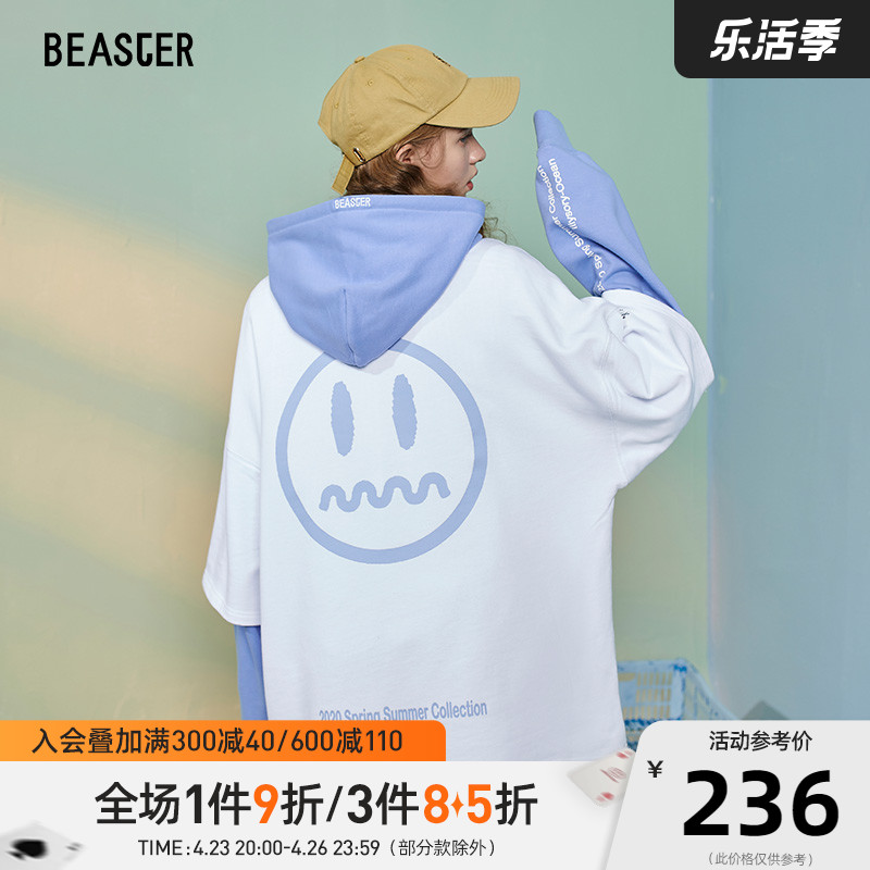 BEASTER小恶魔鬼脸春假两件潮流连帽卫衣国潮情侣潮牌套头衫ins潮