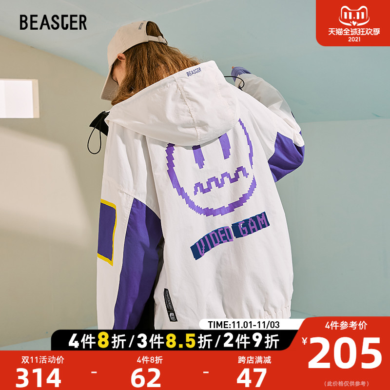 BEASTER小恶魔鬼脸夹克马赛克印花春秋痞帅潮牌时尚休闲宽松外套