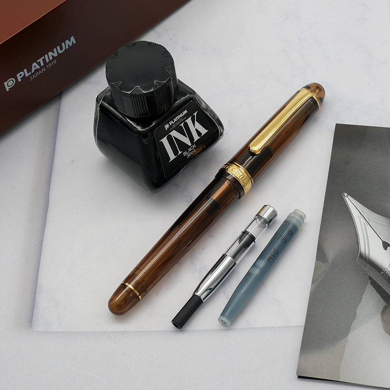 一航日本白金3776世纪限定定色14k金笔钢笔墨水钢笔