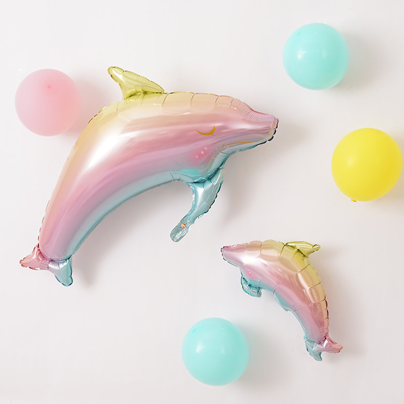 派对布置大号卡通铝膜气球蛋糕海豚气球