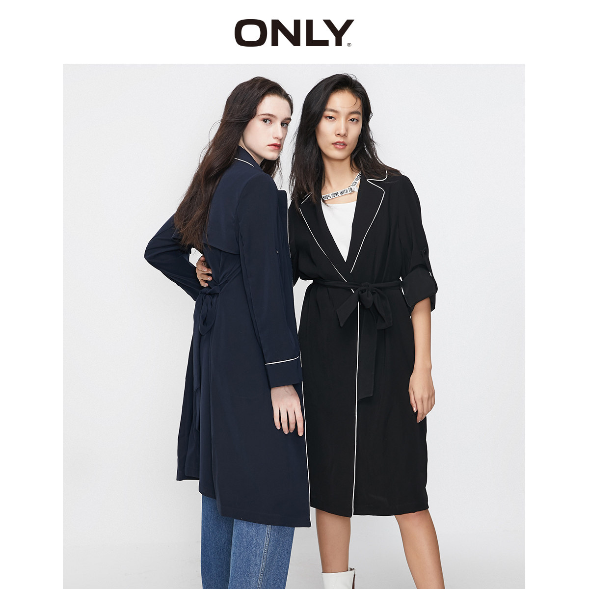only2020冬季新款气质宽松慵懒收腰中长款风衣外套女|120136578