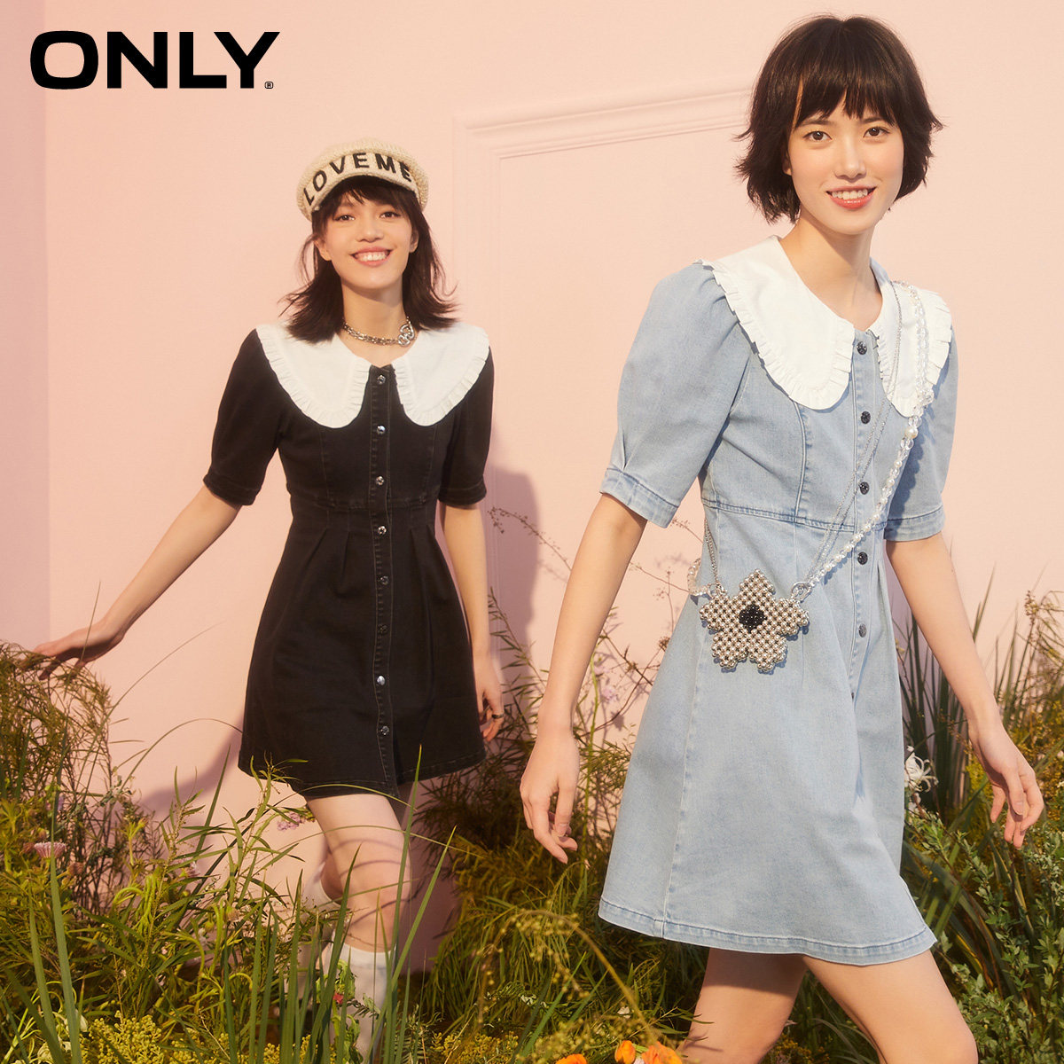 only2021春夏新款甜美修身显瘦娃娃牛仔连衣裙121242010连衣裙