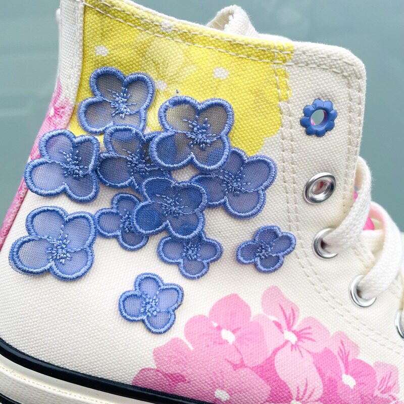 converse匡威紫花1970s花卉印花高帮水晶女款帆布帆布鞋