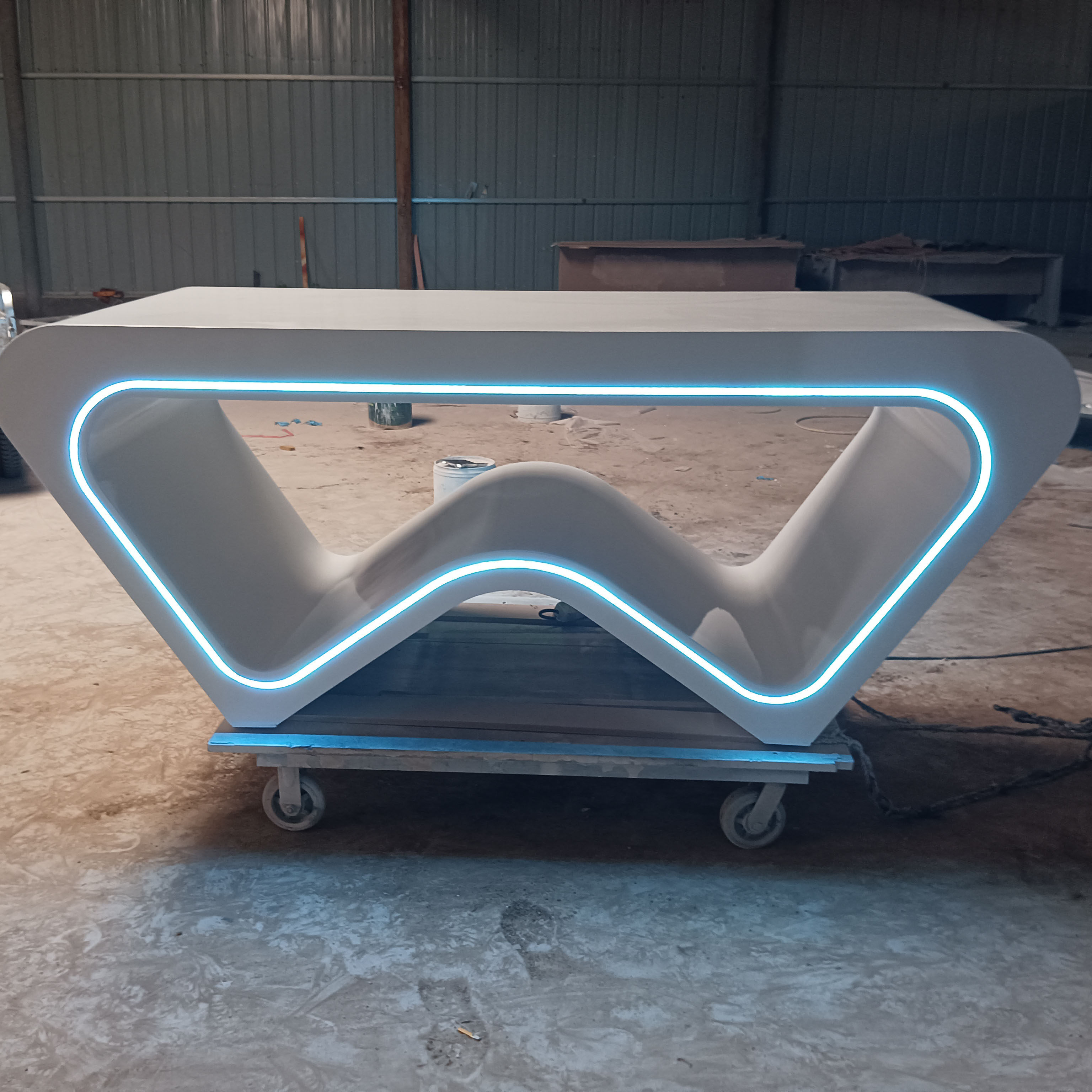 圆形展厅发光地台科技旋转展台烤漆展示柜多功能商用展示柜