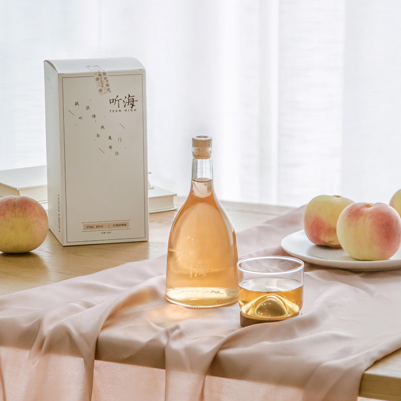 听海4℃微醺水蜜桃酒水果酒女士低度甜酒蜜桃酿高颜值酒果酒