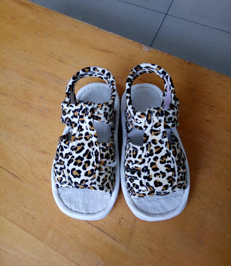 手工凉鞋布凉鞋宝宝千层学步豹纹纳底男女童鞋凉鞋