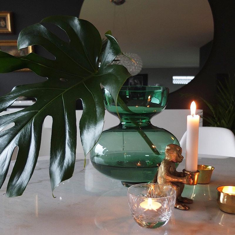 丹麦进口georgjensen绿色玻璃花瓶alfredo花器插花花瓶