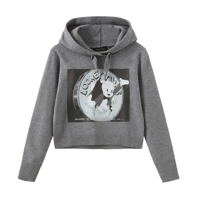 Sweater women 2020 new sweater thick hooded knitted loose outer wear short ladies tops printed sweater Sweater women 2020 new sweater thick hooded knitted loose outer wear short ladies tops printed sweater