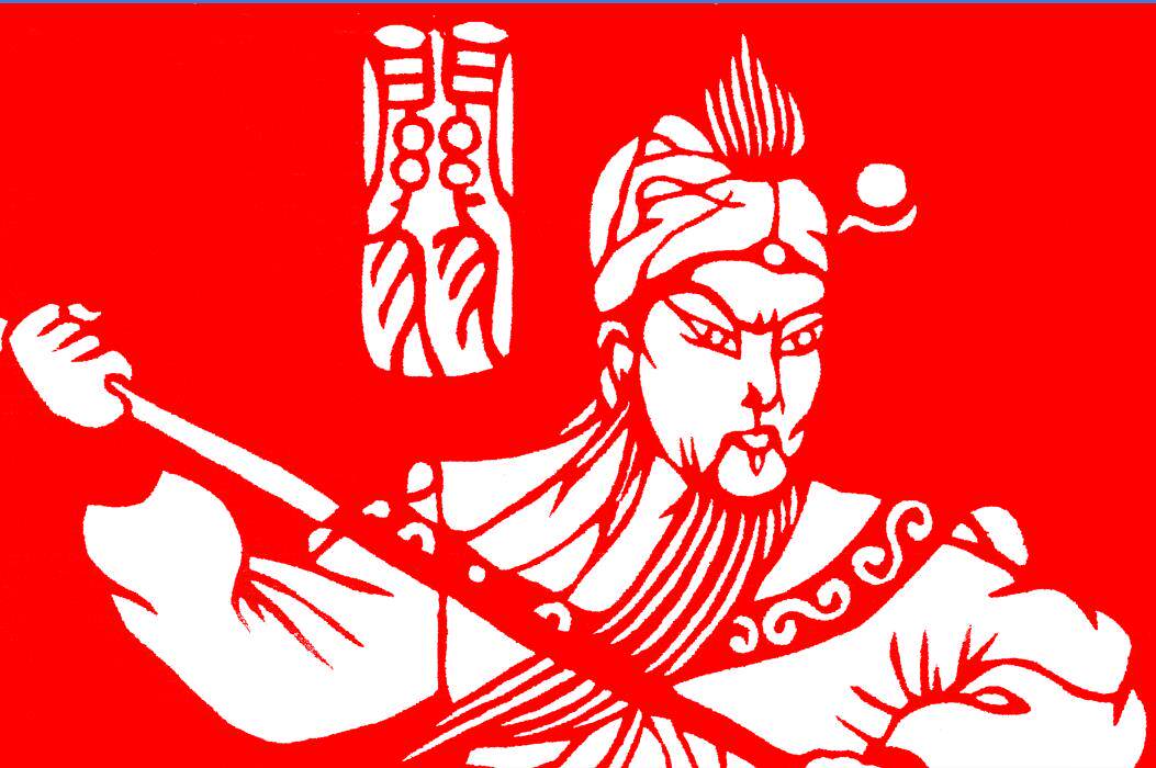 三荣吕布高清电子剪纸画稿素材大型刻纸图样剪纸