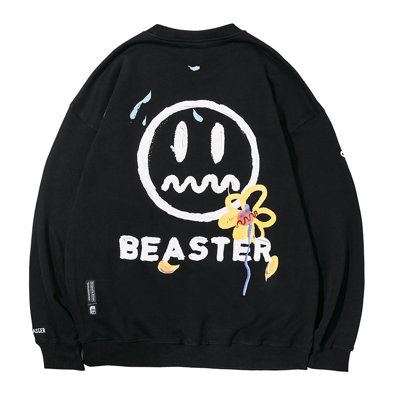 beaster小恶魔笑脸橙色卫衣男鬼脸潮牌情侣装圆领套头卫衣