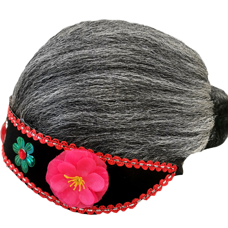 头套媒婆头饰老婆老太太假发丑婆老奶奶戏曲彩旦日常整顶假发