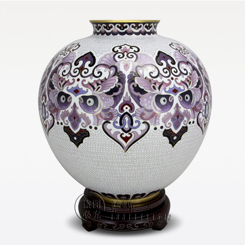 正宗北京景泰蓝花瓶双鱼特色工艺品珐琅客厅办公室景泰蓝