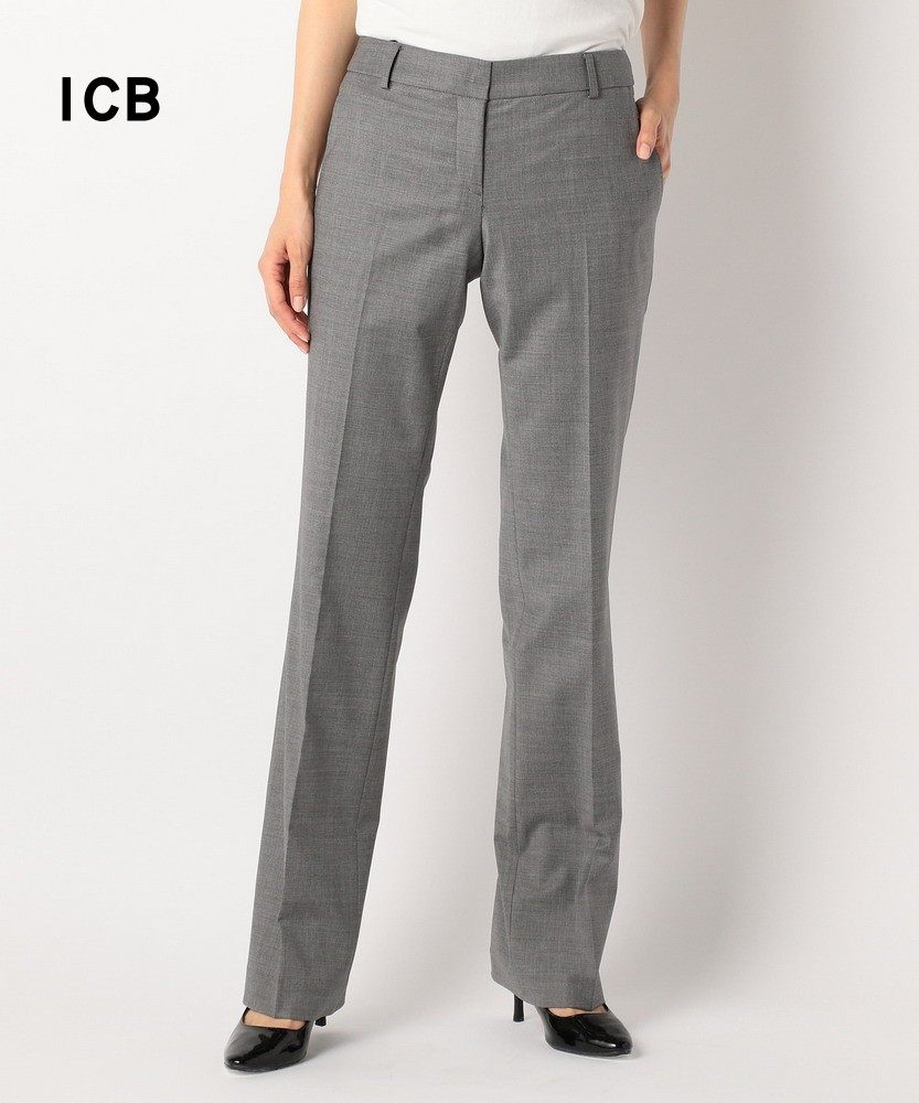 icb日系秋季通勤职业羊毛混纺微弹直筒西装西装裤