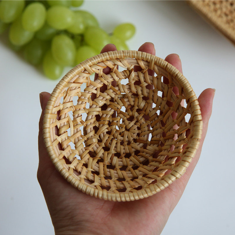 藤编果盘手工手工制制作越南南秋家用藤编筐小巧竹编