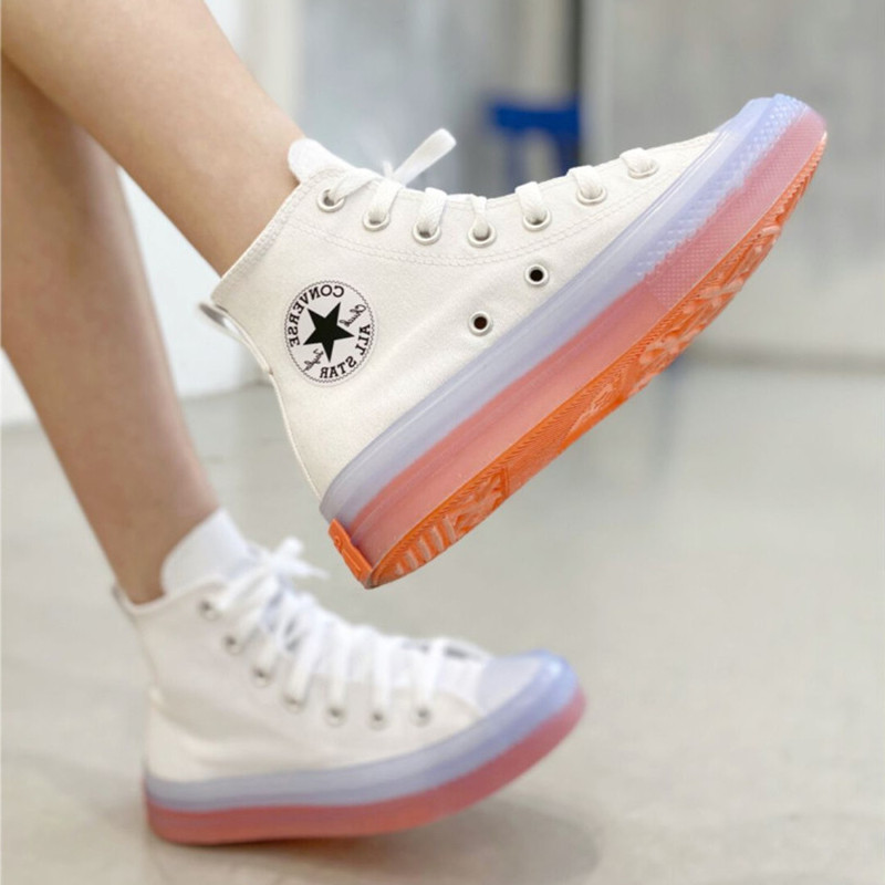 匡威男鞋女鞋allstarcx透明果冻底高小白鞋帆布鞋