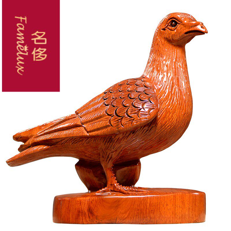 花梨木雕鸽子摆件实木木质雕刻信鸽动物家居摆件
