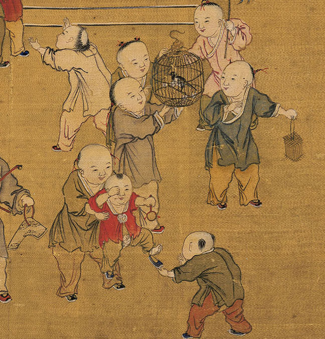 冷枚百子古代古代人人物工笔名画真迹高清复制品国画