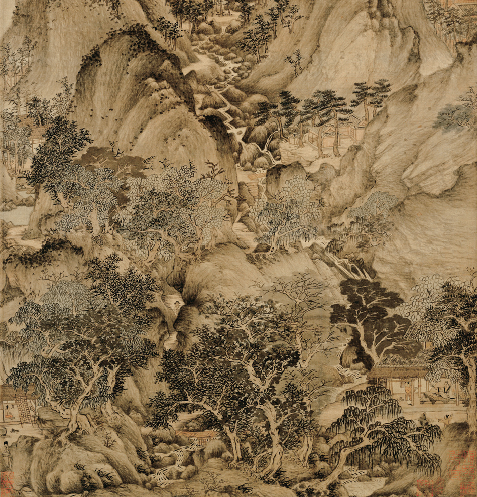 山水画书房办公室客厅复制品真迹名画古画王蒙隐图国画