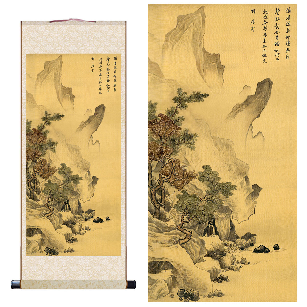 骑驴思图唐寅山水画真迹复制唐伯虎传世名画卷轴国画