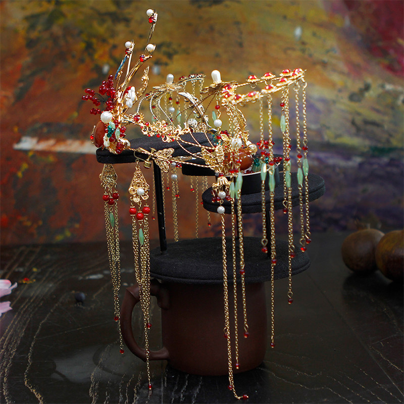 古风流苏造型凤冠汉服头冠复古宫廷饰品中式发饰