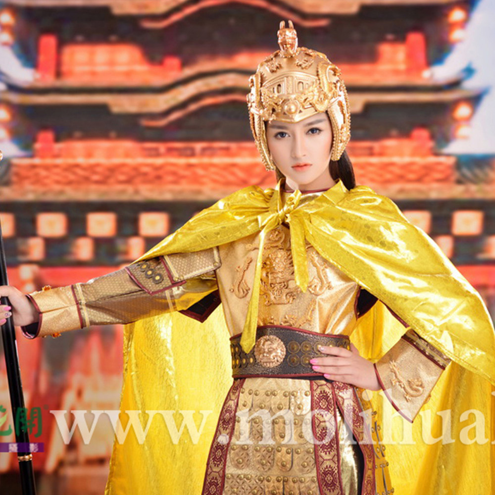 金色战袍男女盔甲景区拍照古装汉服cosplay舞台民族服装