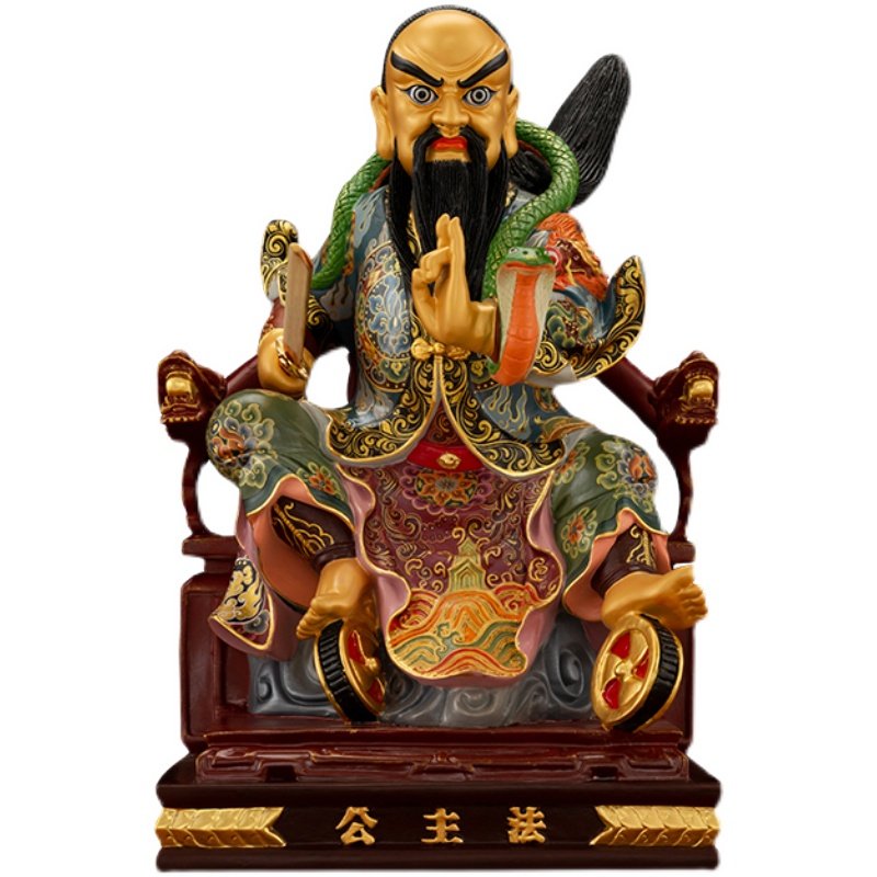 主公16英寸神像纯铜彩绘鎏金道教监雷御史张法摆件